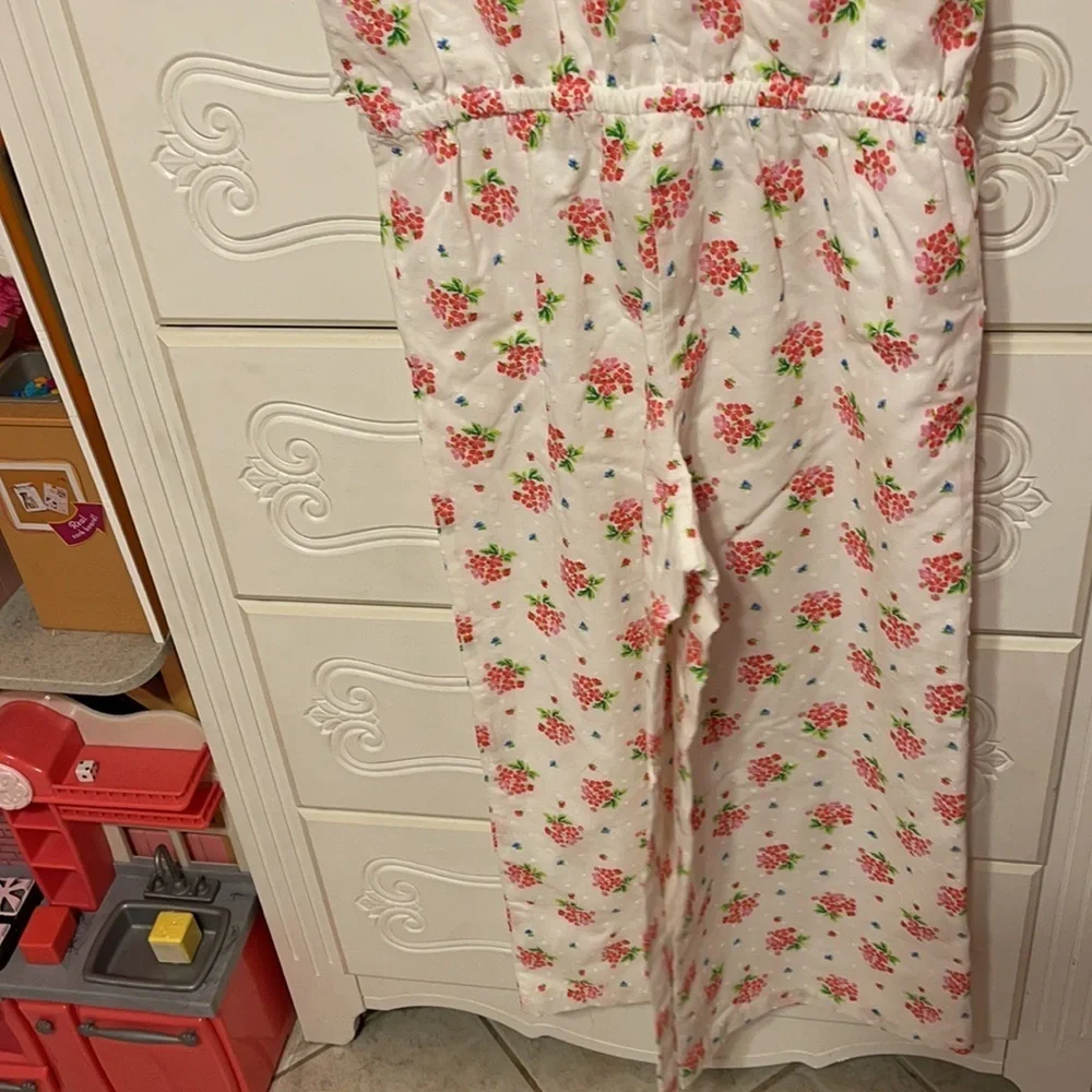 🌸Janie and jack girls one piece romper/jumpsuits Swiss dot floral size 12NWT..